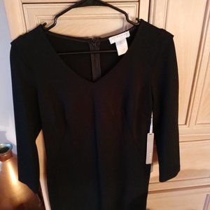 Kenar Size 4 Black Dress NWOT Womens Zip Up back V Neck